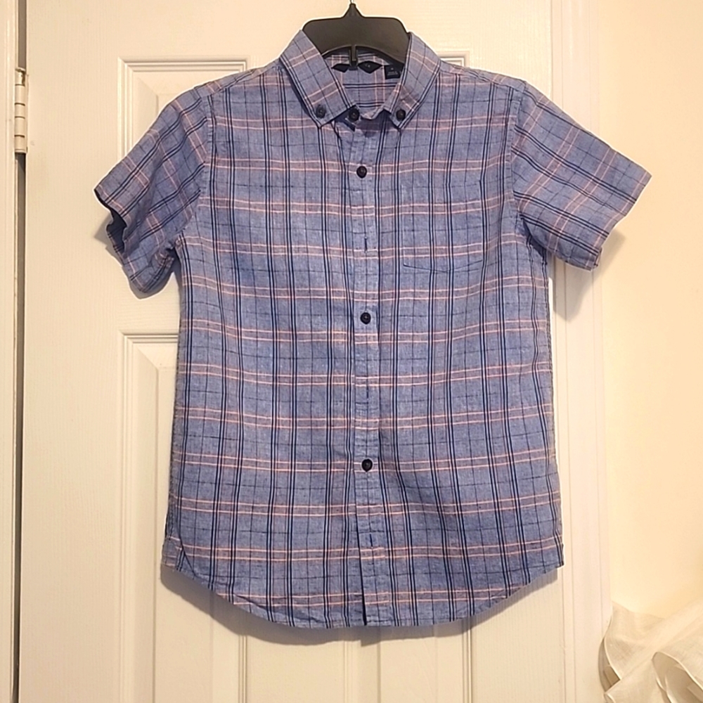 Janie and Jack boys linen/cotton short sleeve shirt size 14, new without tags